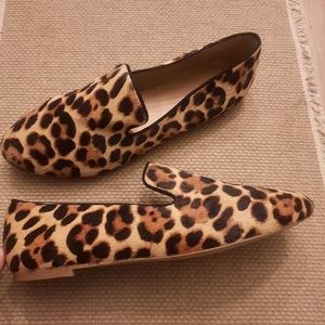 J. CREW FACTORY LEOPARD CALFHAIR SMOKING LOAFERS